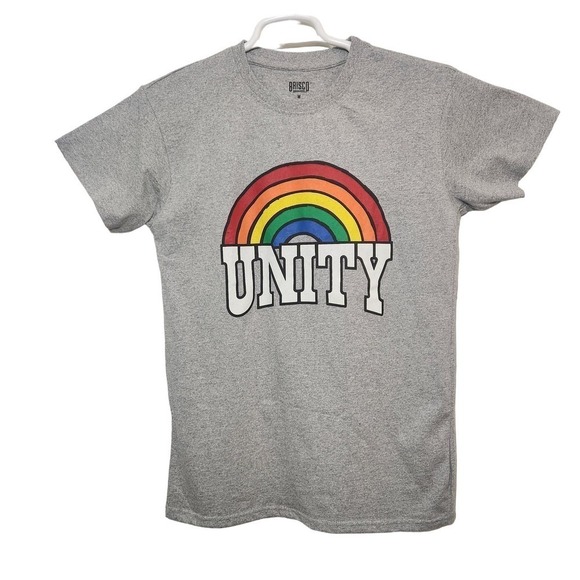 UNITY Pride Short Sleeve Tee Shirt Heather Gray Rainbow Women's Size Medium - Picture 1 of 5